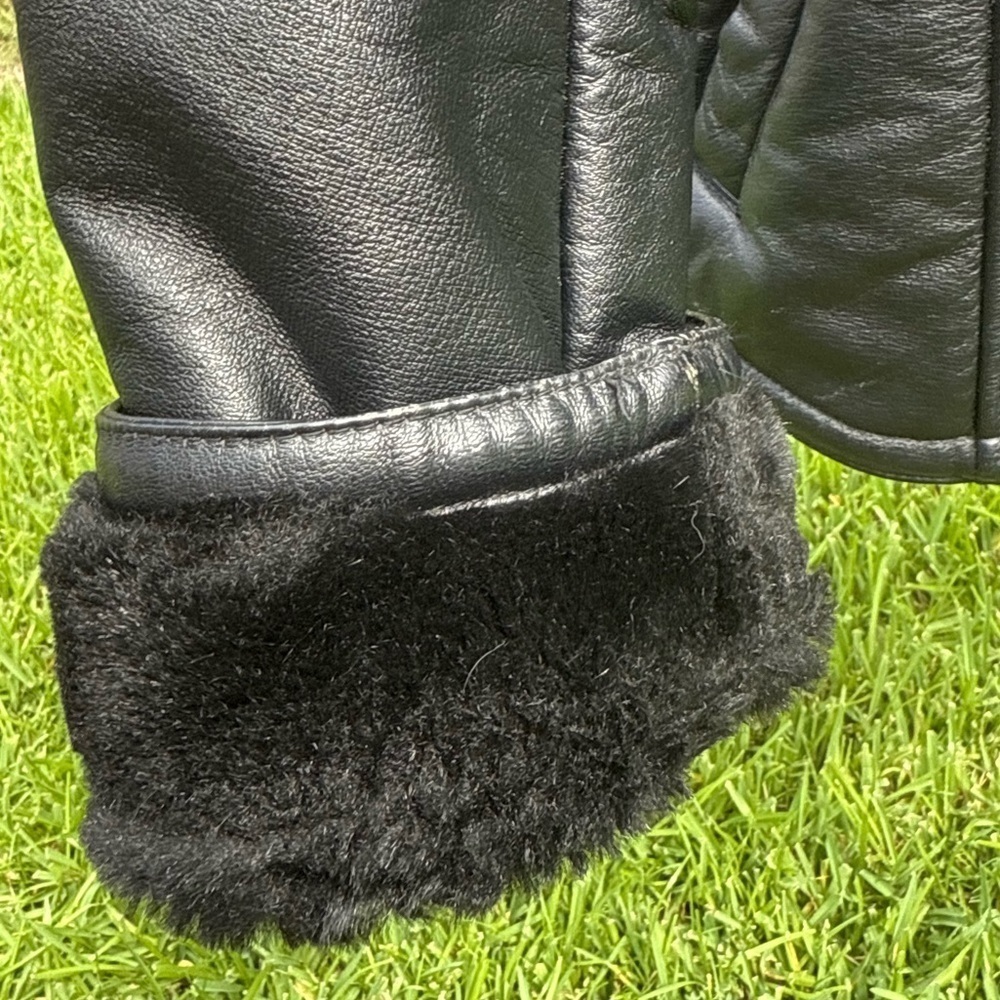 Y2K Wilsons Leather Faux Fur Lined Hooded Belted Coat Hollywood Glam Mob Wife - Picture 6 of 15